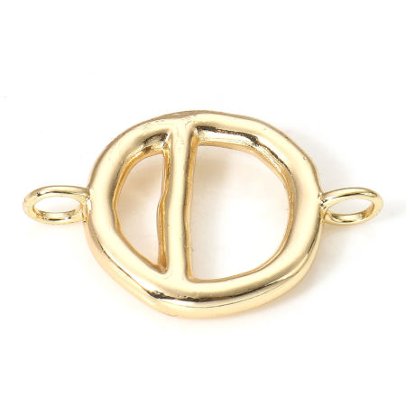 Image de 2 Pcs Connecteurs Pendentifs Breloques en Laiton Irrégulier Plaqué Or Véritable 18K Creux 23.5mm x 15.5mm