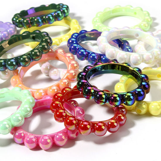 Image de 10 Pcs Cadres de Perles en Acrylique Couleur Mélangée Au Hasard Rond Couleur AB Env. 42mm Dia, Trou: env. 2.5mm