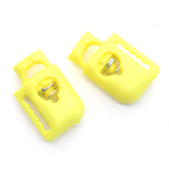 Image de 10 Pcs Arrêt Cordon en Plastique Jaune 22mm x 13.8mm