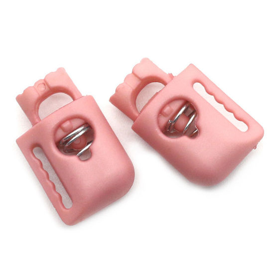 Image de 10 Pcs Arrêt Cordon en Plastique Café Clair 22mm x 13.8mm