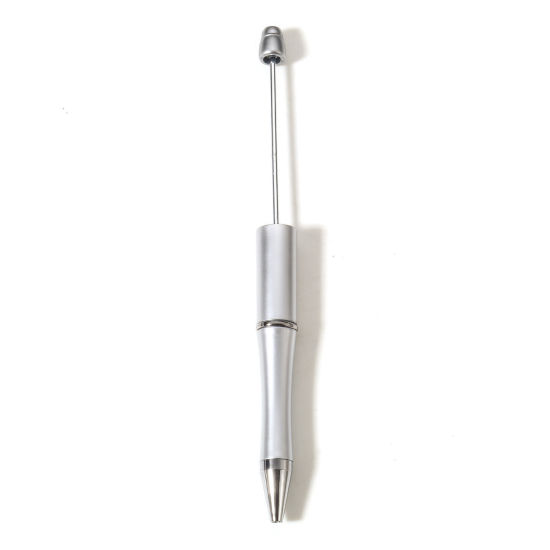 Picture of 5 PCs Plastic Beadable Pens Ballpoint Pen For Office School Stationery Silver Color Can Open 14.8cm