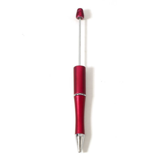 Picture of 5 PCs Plastic Beadable Pens Ballpoint Pen For Office School Stationery Red Can Open 14.8cm