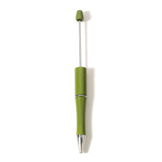 Picture of 5 PCs Plastic Beadable Pens Ballpoint Pen For Office School Stationery Dark Green Can Open 14.8cm