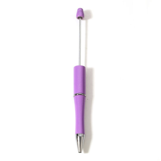 Picture of 5 PCs Plastic Beadable Pens Ballpoint Pen For Office School Stationery Purple Can Open 14.8cm