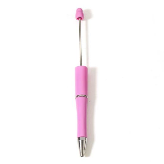 Picture of 5 PCs Plastic Beadable Pens Ballpoint Pen For Office School Stationery Pink Can Open 14.8cm