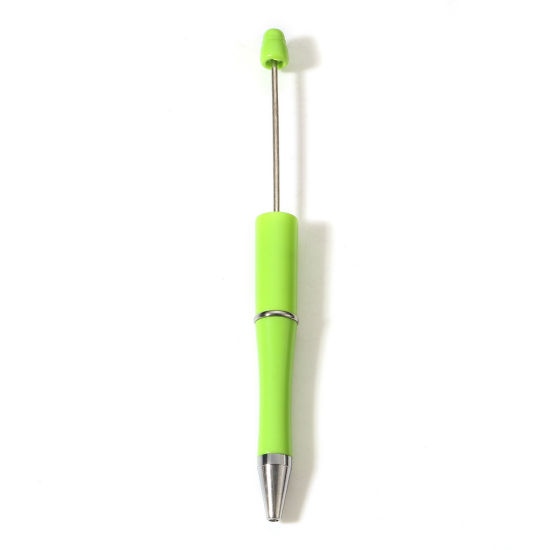 Picture of 5 PCs Plastic Beadable Pens Ballpoint Pen For Office School Stationery Fruit Green Can Open 14.8cm