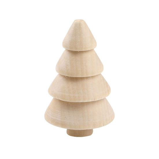 Picture of 2 PCs Wood Christmas DIY Handmade Craft Materials Accessories Natural Christmas Tree 7cm x 4.1cm