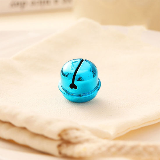Picture of 10 PCs Iron Based Alloy Christmas Charms Lake Blue Bell 20mm x 18.5mm