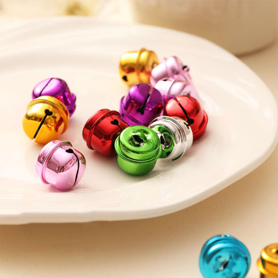 Bild von 10 Stück Eisenlegierung Weihnachten Charms Zufällig gemischte Farben Glocke 20mm x 18.5mm