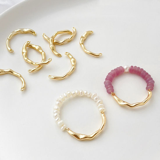 Imagen de 2 Unidades Latón Conectores Dijes Colgantes Irregular Chapado en Oro de 18K 21mm x 12mm