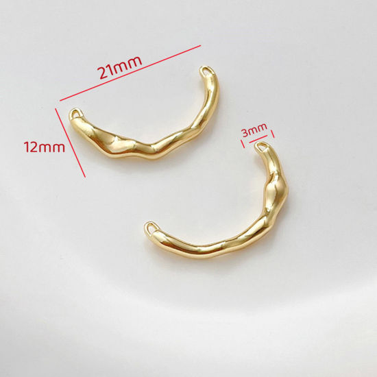 Picture of 2 PCs Brass Connectors Charms Pendants Irregular 18K Gold Plated 21mm x 12mm