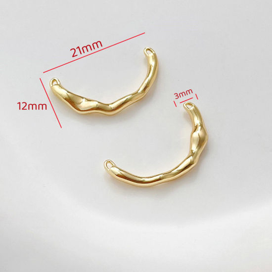 Imagen de 2 Unidades Latón Conectores Dijes Colgantes Irregular Chapado en Oro de 18K 21mm x 12mm