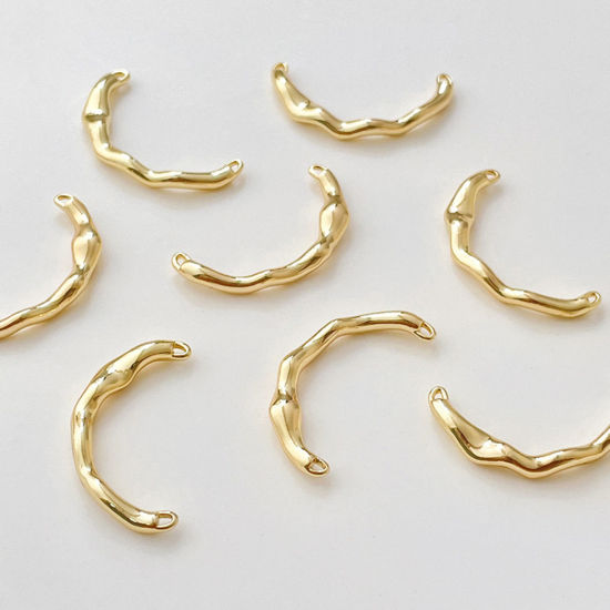 Imagen de 2 Unidades Latón Conectores Dijes Colgantes Irregular Chapado en Oro de 18K 21mm x 12mm