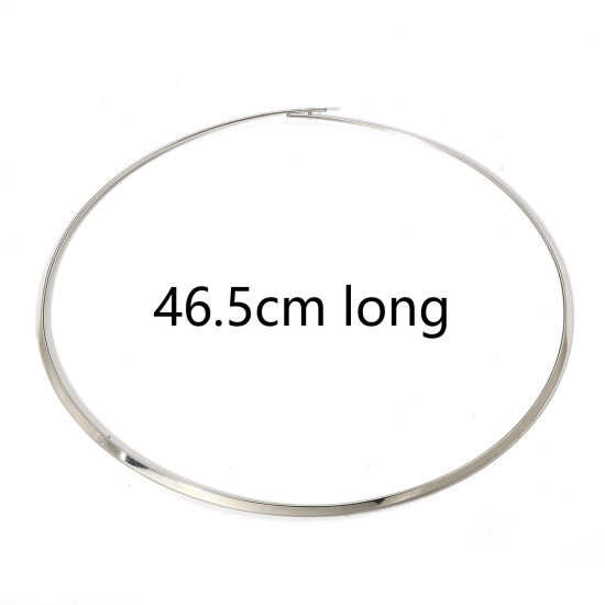Picture of 1 Piece 304 Stainless Steel Collar Neck Ring Necklace For DIY Jewelry Making Silver Tone 46.5cm(18 2/8") long, Chain Size: 3mm