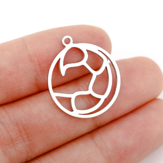 Immagine di 1 Pz 304 Acciaio Inossidabile Charms Tondo Tono Argento Costellazione Scorpione Filigrana 22mm x 20mm