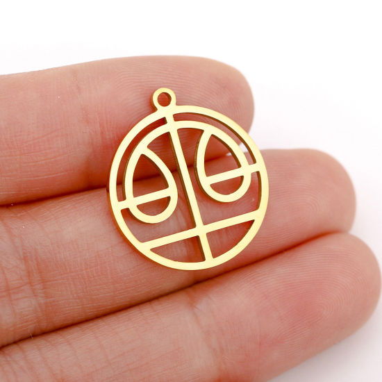 Immagine di 1 Pz 304 Acciaio Inossidabile Charms Tondo Oro Placcato Costellazione Sagittario Filigrana 22mm x 20mm