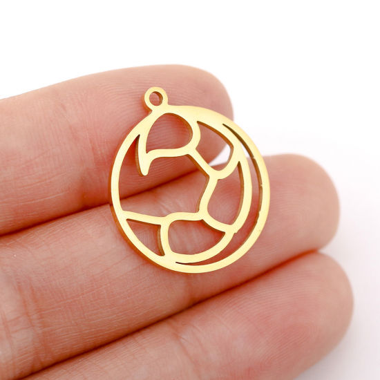 Immagine di 1 Pz 304 Acciaio Inossidabile Charms Tondo Oro Placcato Costellazione Scorpione Filigrana 22mm x 20mm
