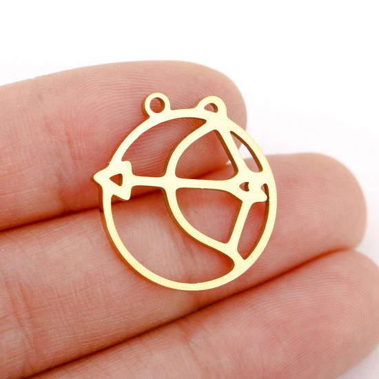 Immagine di 1 Pz 304 Acciaio Inossidabile Charms Tondo Oro Placcato Costellazione Libra Filigrana 22mm x 20mm
