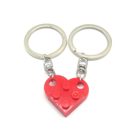Picture of ABS Splicing Keychain & Keyring Silver Tone Multicolor Heart Building Blocks