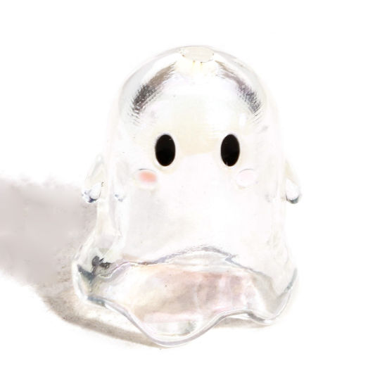 Bild von 5 Stück Acryl Perlen für die DIY-Schmuckherstellung Weiß Transparent Halloween Elfe 3D ca. 17mm x 15mm, Loch:ca. 1.8mm