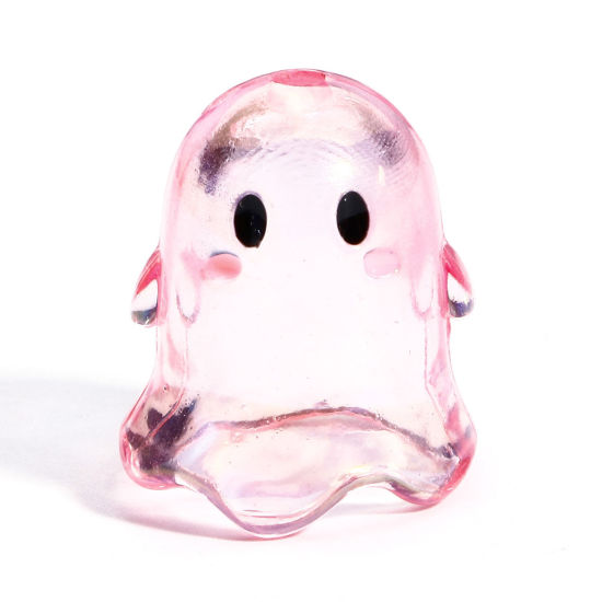 Bild von 5 Stück Acryl Perlen für die DIY-Schmuckherstellung Rosa Transparent Halloween Elfe 3D ca. 17mm x 15mm, Loch:ca. 1.8mm