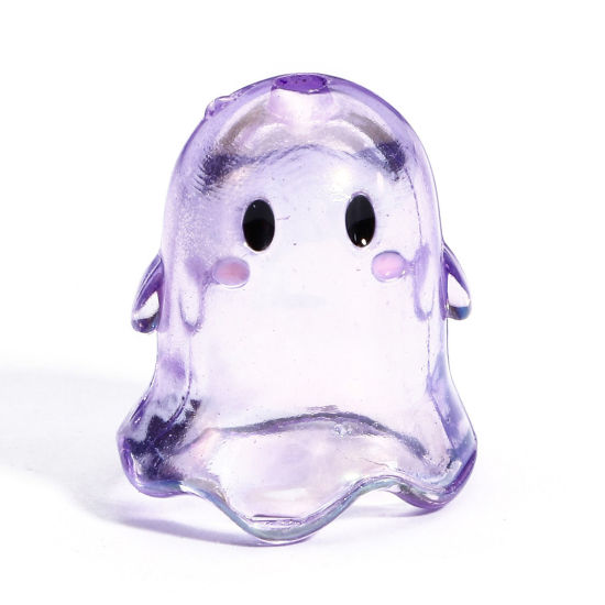 Bild von 5 Stück Acryl Perlen für die DIY-Schmuckherstellung Lila Transparent Halloween Elfe 3D ca. 17mm x 15mm, Loch:ca. 1.8mm
