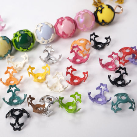 20 ШТ Акриловые Шапочки Для Бусин Звезда, Случайный смешанный цвет С Краской (для 16мм бусины) 16мм x 8мм