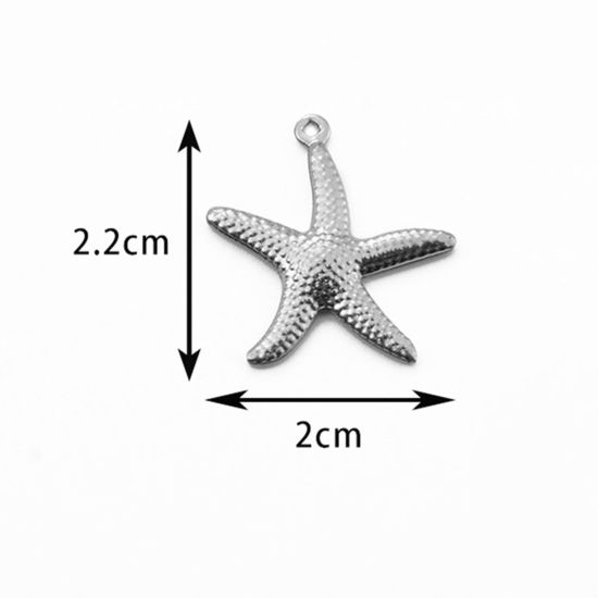 Picture of 5 PCs 304 Stainless Steel Ocean Jewelry Charms Silver Tone Star Fish 2.2cm x 2cm