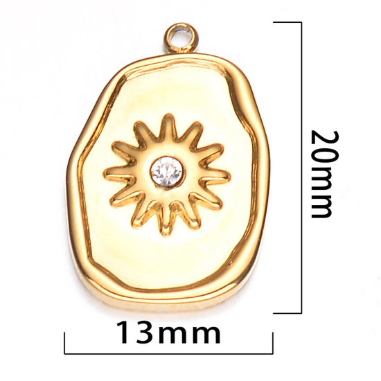 Изображение 1 ШТ вакуумное покрытие 304 Из Нержавеющей Стали Горный Хрусталь Ретро Подвески Овальные Позолоченный Звезда Прозрачный Горный Хрусталь 20мм x 13мм