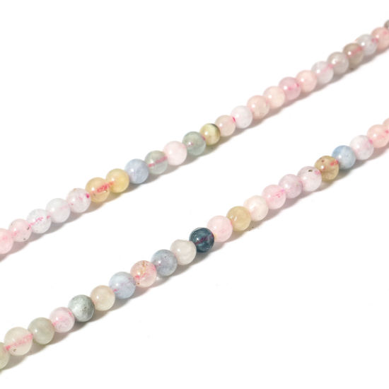 Picture of 1 Strand (Approx 110 - 95 PCs/Strand) (Grade A) Morganite ( Natural ) Loose Beads For DIY Jewelry Making Round Multicolor About 4mm Dia., 39cm(15 3/8") long