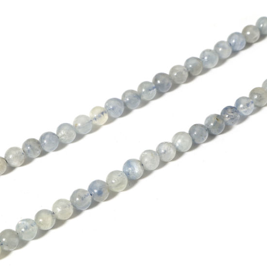 Picture of 1 Strand (Approx 110 - 95 PCs/Strand) (Grade A) Gemstone ( Natural ) Loose Beads For DIY Jewelry Making Round Light Steel Gray About 4mm Dia., 39cm(15 3/8") long