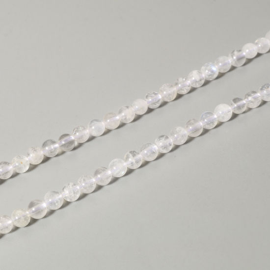 Picture of 1 Strand (Approx 110 - 95 PCs/Strand) (Grade A) Moonstone ( Natural ) Loose Beads For DIY Jewelry Making Round White About 4mm Dia., 39cm(15 3/8") long