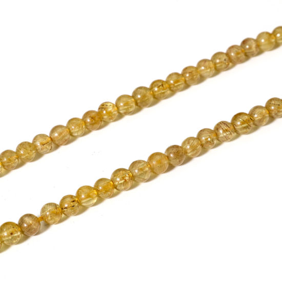 Picture of 1 Strand (Approx 110 - 95 PCs/Strand) (Grade A) Apatite ( Natural ) Loose Beads For DIY Jewelry Making Round Yellow About 4mm Dia., 39cm(15 3/8") long