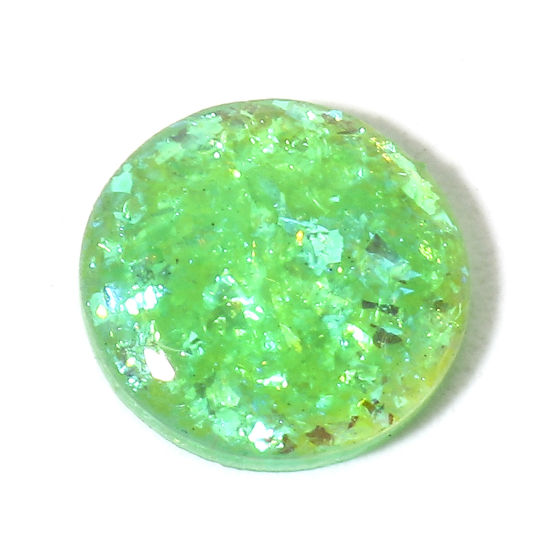 Picture of 1 Piece Opal ( Heated/Dyed ) Dome Seals Cabochon Round Green 8mm Dia.