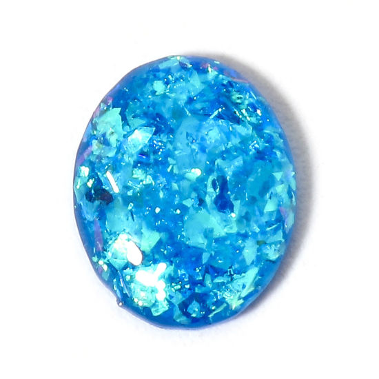 Picture of 1 Piece Opal ( Heated/Dyed ) Dome Seals Cabochon Oval Blue 9mm x 7mm