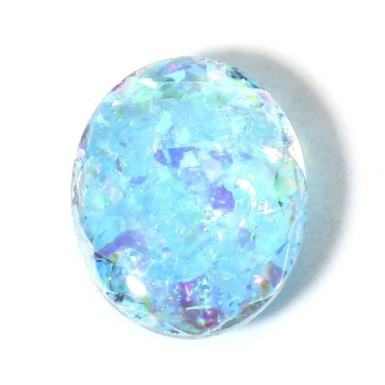 Picture of 1 Piece Opal ( Heated/Dyed ) Dome Seals Cabochon Oval Light Blue 10mm x 8mm