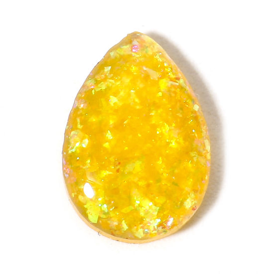 Picture of 1 Piece Opal ( Heated/Dyed ) Dome Seals Cabochon Drop Yellow 11mm x 7mm