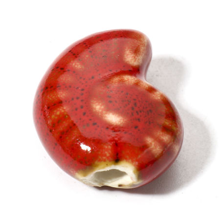 Immagine di 10 Pz Ceramica Gioielli Oceanici Diatanziale Perline per la Creazione di Gioielli con Ciondoli Fai-da-te Conchiglia Rosso Circa 3D Circa 21mm x 17mm, Foro: Circa 2mm