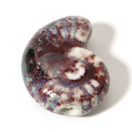Immagine di 10 Pz Ceramica Gioielli Oceanici Diatanziale Perline per la Creazione di Gioielli con Ciondoli Fai-da-te Conchiglia Color Pulce Circa 3D Circa 21mm x 17mm, Foro: Circa 2mm