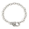 Picture of 5 PCs Link Cable Chain Lobster Clasp Bracelets Heart Silver Tone & Antique Silver Color 20cm(7 7/8") long