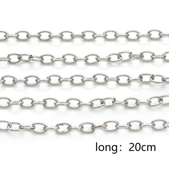 Picture of 5 PCs Link Cable Chain Lobster Clasp Bracelets Heart Silver Tone & Antique Silver Color 20cm(7 7/8") long