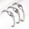 Picture of 5 PCs Link Cable Chain Lobster Clasp Bracelets Heart Silver Tone & Antique Silver Color 20cm(7 7/8") long