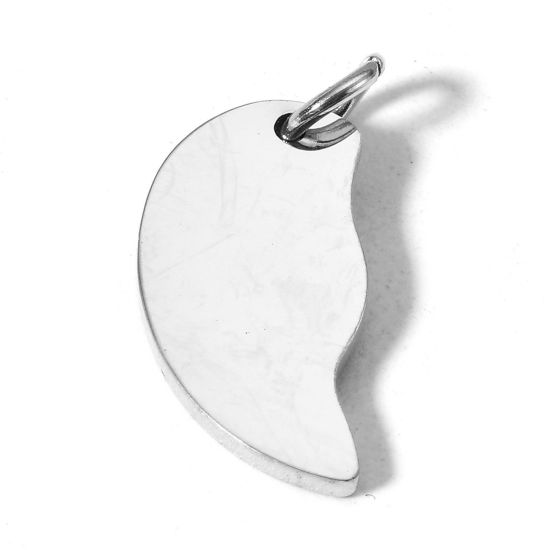 Picture of 1 Piece 304 Stainless Steel Blank Stamping Tags Charms Broken Heart Silver Tone Mirror Polishing 18mm x 8mm