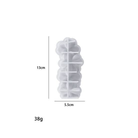 Picture of 1 Piece Silicone Resin Mold For Candle Soap DIY Making Four Leaf Clover White 13cm x 5.5cm