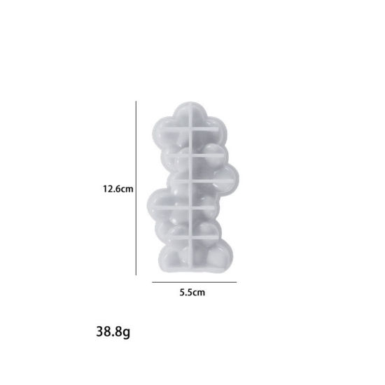 Picture of 1 Piece Silicone Resin Mold For Candle Soap DIY Making Flower White 12.6cm x 5.5cm