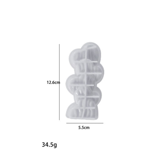 Picture of 1 Piece Silicone Resin Mold For Candle Soap DIY Making Heart White 12.6cm x 5.5cm
