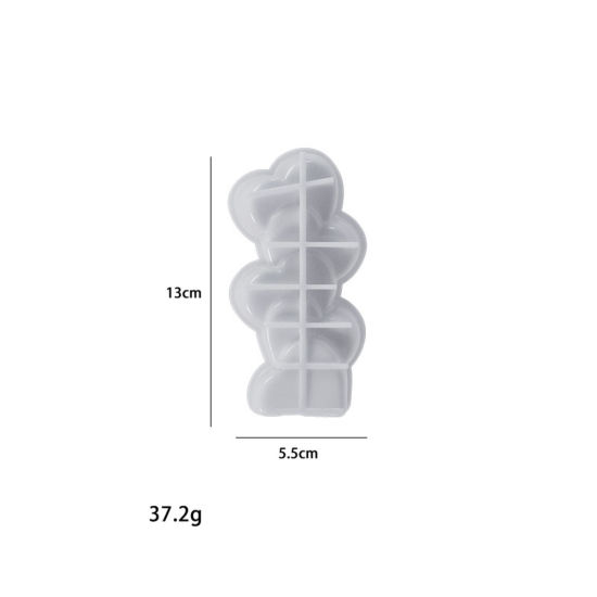 Picture of 1 Piece Silicone Resin Mold For Candle Soap DIY Making Heart White 13cm x 5.5cm