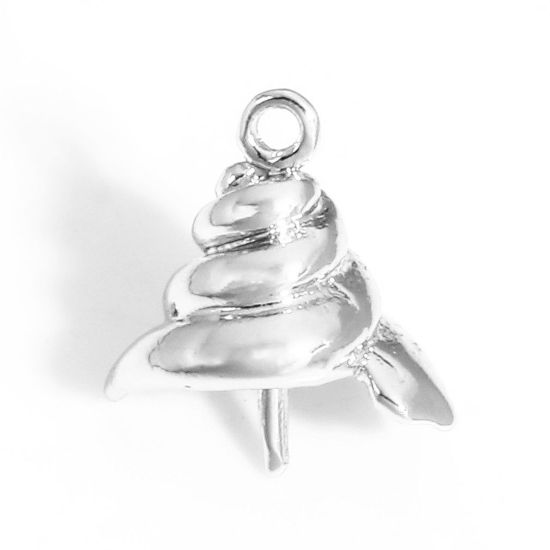 Immagine di 5 Pz Ottone Connettore Ciondolo Perla Bail Pin Cap Vero Platino Placcato Conchiglia 11mm x 11mm, Spessore dell'ago: 0.8mm
