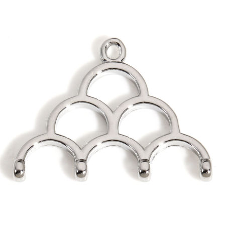 Picture of 2 PCs Brass Chandelier Connectors Arched Real Platinum Plated 19mm x 15mm