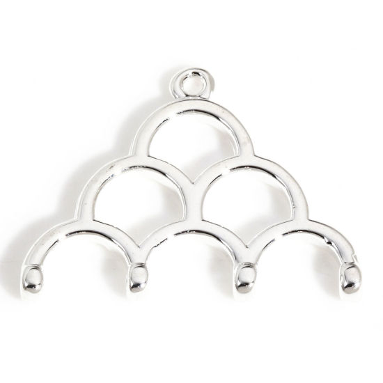 Image de 2 Pcs Connecteurs à Lustre en Laiton Plaqué Argent Sterling 925 Arc 19mm x 15mm